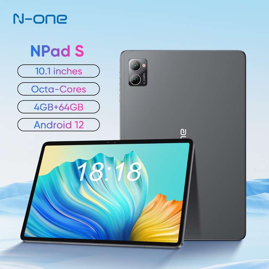N-one Android Tablet Octa-Core MTK8183 CPU 4GB RAM 64GB ROM HD IPS Touchscreen 6H Battery Dual Camera 2.4GHz &5.0GHz WiFi Dual band