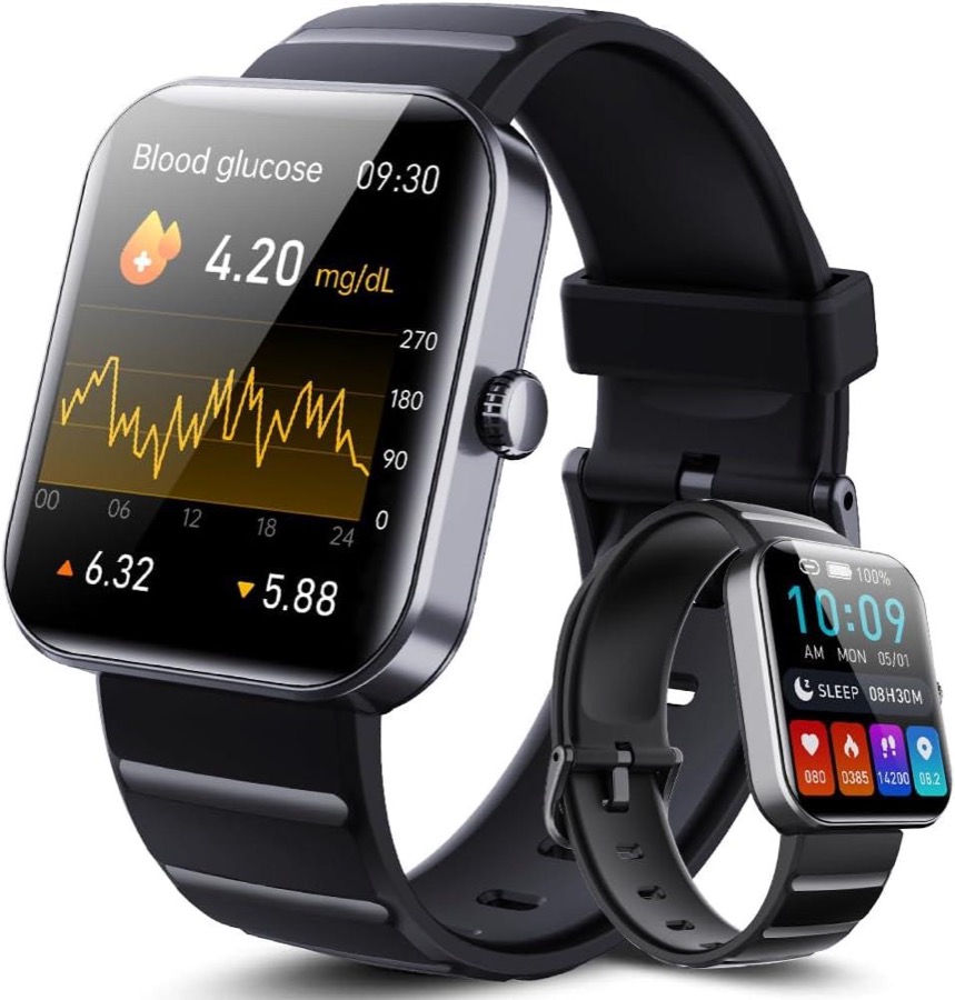 Smart Watch Blood Glucose, Smartwatch for Men Women Fitness Activity Tracker IP67 Waterproof, Heart Rate Sleep Monitor, Pedometer, Blood Sugar Oxygen Tracking Smart Watches for Android iOS, 2023